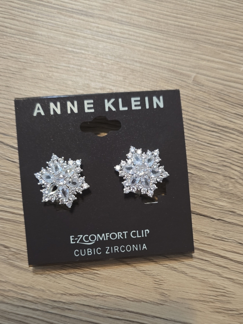 Anne Klein Silver-Tone Cubic Zirconia Snowflake Clip Earrings